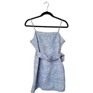 Zara Blue Cotton Floral Mini Dress